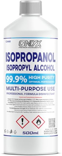 Isopropyl Alcohol 99.9% IPA Isopropanol - Pure Grade - 0.5 Litre Rubbing Alcohol for Cleaning and Disinfecting Solvent for Electronics, Glass, Appliances (500ml)