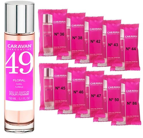 CARAVAN FRAGANCIAS Damenparfüm Nr. 49, 150 ml + Set mit 10 Flaschen mit verschiedenen Damenduften von Caravan, um neue Düfte zu entdecken