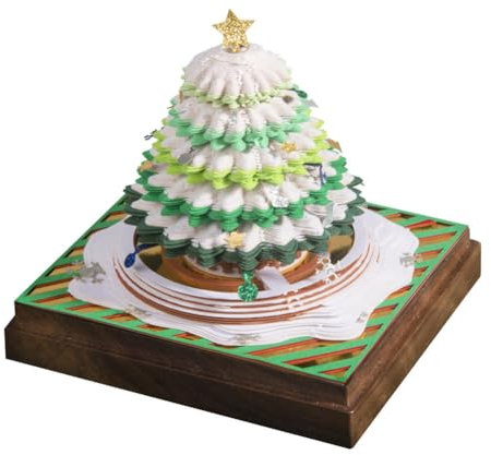 ERVDKXCOI Abreißbarer 3D-Papierkunst-Notizblock-Tischkalende 3D-Kalender, Abreißkalender 2025, Weihnachtsbaum-3D-Kalender, Papierschnitzereien, Schreibtischdekoration