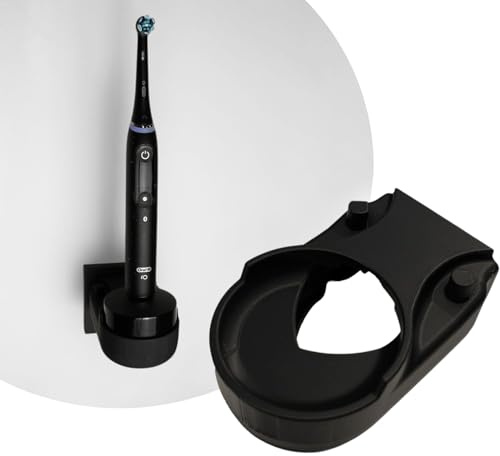 Halterung passend für Oral-B iO 10 – Zahnbürstenhalter – Steckdosenhalterung ohne Bohren – Zahnbürstenständer mit Kabelführung – Platzsparend & hygienisch – 3D-Druck - Made in Germany – Schwarz