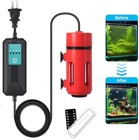 Mini 3W Aquarium Clean Light with Timer 360° Protective Algae Removal Light Fish Tank LED Aquarium Green Clean Waterproof for Pond Tank for 5-25 Gallon