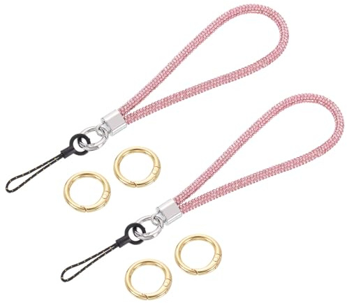 sourcing map 2Pcs Bling Wristlet Lanyards, 5.3 Rhinestone Keychain Strap for Clutch Cellphone Keychain Wallet Purse Accessories and Decoration, Pink