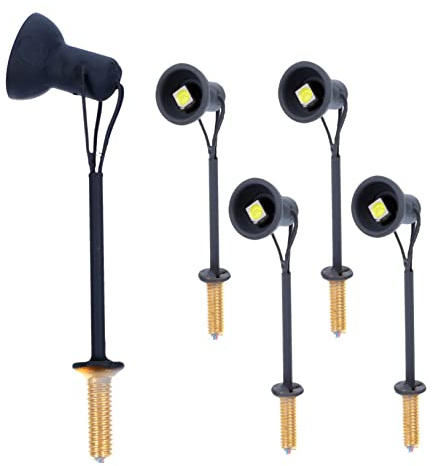 BESPORTBLE Lot de 5 Mini Lampes Projecteurs Noires en Métal et Abs pour Décoration de Table à Sable, Accessoires pour Maquettes et Scènes Miniatures, Voltage 3v/12v