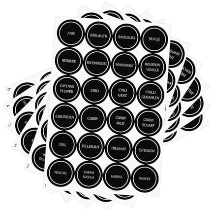 LIFKOME 6hojas Pegatinas De Condimentos Redondas para Especias Etiquetas Adhesivas para Frascos De Conserva Etiquetas Minimalistas para Despensa De Cocina y Almacenamiento De Alimentos