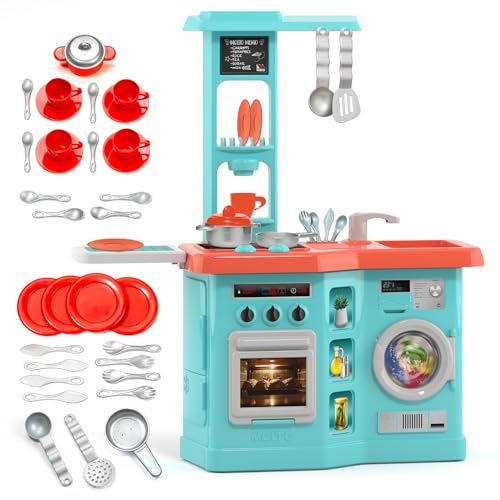 MOLTO | Cucina giocattolo Kitchen Studio + 33 accessori – Cucina per bambini con elettrodomestici – Include forno, microonde, lavatrice e accessori – Giocattolo educativo per bambini