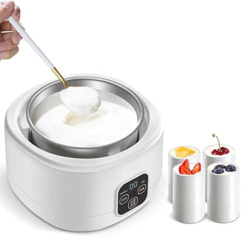 Yogurtera eléctrica con control de temperatura y tiempo ajustable, forro de acero inoxidable, fermentador automático para el hogar y la cafetería