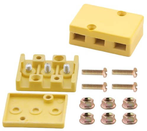2 Pcs Electric Bike Connection Box, Insulation Phase Battery Wire Connector 3 Post Junction Box for E Bike, with Ccrews E Bike Battery Connector(Yellow)