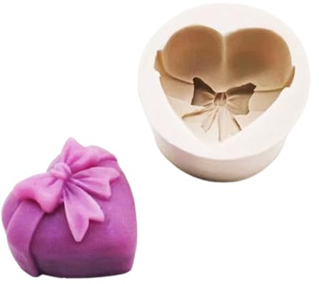 1 Molde Silicona Corazón - Moño, San Valentín Jabón/Fondant/Gelatina/Vela/Resina DIY