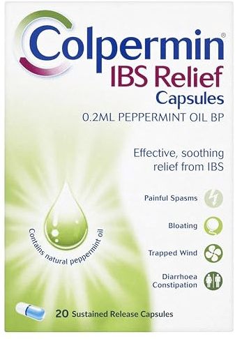 Colpermin Peppermint Oil Capsules for IBS Relief – Double Coated Enteric Capsules, 20 Count – Fast Release, Gastro‑Friendly Formula for Irritable Bowel Syndrome | SterlingSquare