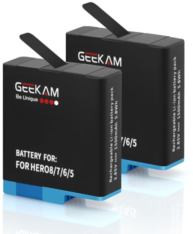 GEEKAM 2-Pack Rechargeable Battery Compatible for GoPro Hero 8 7 6 5