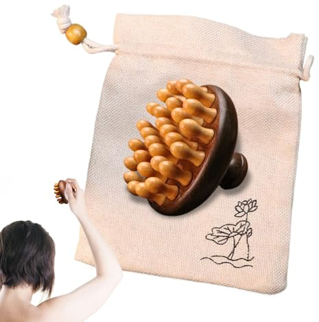 Kopfhaut Massagebürste Holz, Holzmassagekamm, Premium Kopfmassage Bürste Shampoo Bürste, Aus Natürlichem Sandelholz, Kopfhautmassagegerät Für Kopf, Nacken, Rücken, Stress Entspannen Sie Sich