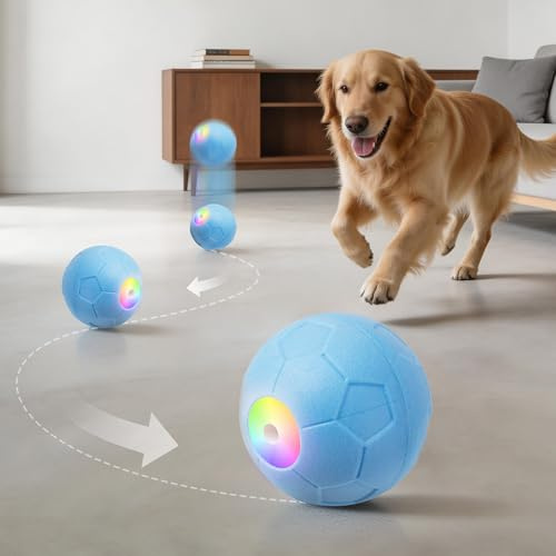 Pet Prime Interaktiver elektrischer Hundeball mit unregelmäßiger Rollbewegung, bunten LED-Lichtern, beißfestem ETPU, Schnellladung, IPX65 wasserdicht für Sommerspiel im Schwimmbad