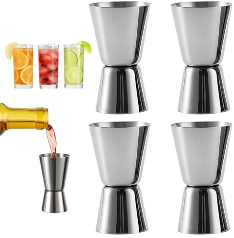 4-Piece Stainless Steel Shot Measures Set with 15ml and 30ml Markings, Spirit Measure, Alcohol Measure for Spirits, Cocktail Jigger for Bartending, Home Barware Accessories