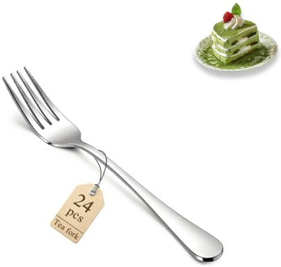 Cake Forks Set of 24, Stainless Steel 14cm Dessert Fork for Cocktail, Dessert, Cake, Tea, Fruit, Cheese, Appetizer Small Forks for Party, Hotel, Restaurant, Cafes