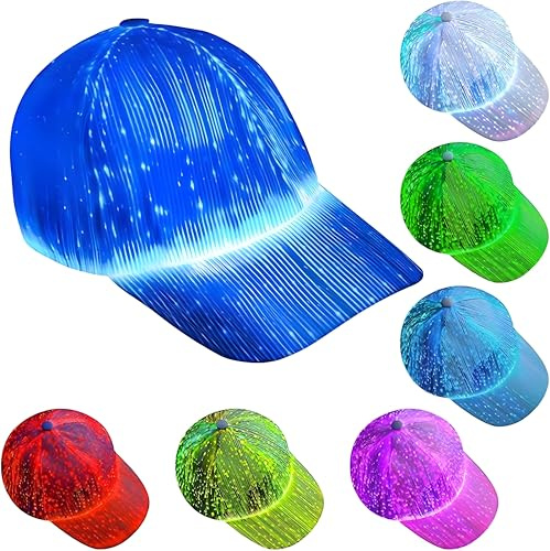 Cool Baseballkappe mit RGB Licht | LED-Hut mit 7 Farben & 5 Blinkende Modi | Verstellbar, USB Wiederaufladbare, Lichtmütze für Damen und Herren, Rave-Zubehör für Party, Geschenke Cap für Männer Frauen