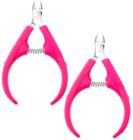 Alicate Profesional para Cutículas de Acero Inoxidable Resorte | 2 Piezas, Mango de Plástico Antideslizante, para Manicura y Pedicura, Corte Preciso de Piel Muerta