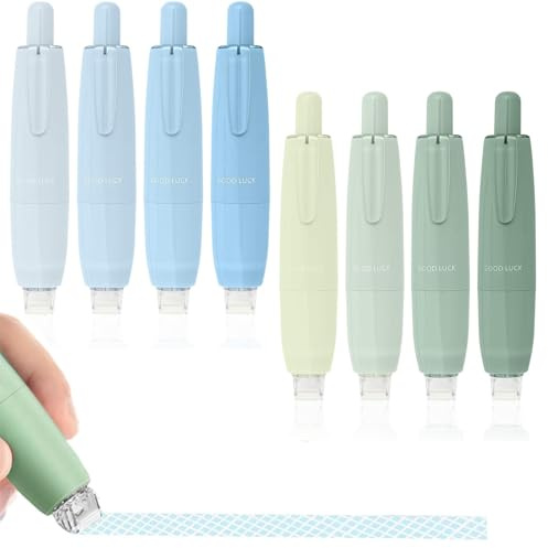 8PCS Double Sided Tape Pen, Press Glue Stick Pen, Adhesive Glue Tape Roller Pens for Scrapbook, Cards, Photo, Journaling and Crafting, Christmas Gifts Wrapping, School Office Home Supplies(Green+Blue)