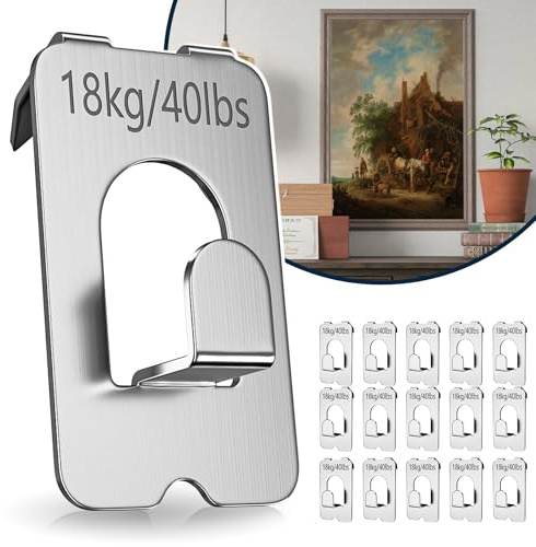 Aetubree 15 ganci per quadri a artiglio, senza chiodi, kit per appendere quadri in cartongesso, ganci resistenti, reggono fino a 18 kg, senza attrezzi, senza danni, ganci per cartongesso per specchi