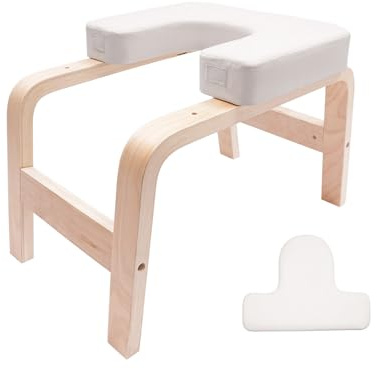 Madelynn Tabouret de yoga en bois massif - Capacité de charge de 200 kg - Banc de yoga multifonction avec coussin d'assise - Pour débutants, pratiquants de yoga expérimentés, gymnastes