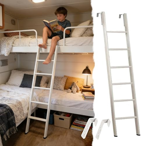 Scaletta Letto a Castello Letto Castello Letto Singolo Sopra Letto Matrimoniale Sotto, Scaletta Rimovibile Ganci, Scaletta Sicurezza Letti Castello, Adatta Adulti Bambini, Camper Dormitori(185cm/73)