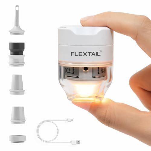 Bomba de Aire Portátil FLEXTAILGEAR, Inflador Eléctrico con Luz 5 Modos, Silenciosa, Mini Bomba para Colchón, Esterilla, Bolsas de Vacío y Flotadores