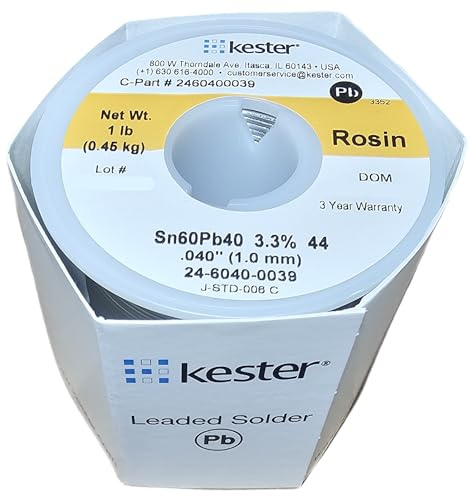 Kester 24-6040-0039 Rosin Cored Wire Solder Roll, 44 Activated, 0.040 Diameter
