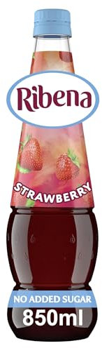 Ribena Strawberry Squash No Added Sugar 850ml - Real Fruit | Rich in Vitamin C | No Artificial Colours or Flavours | 100% Recycled Plastic Bottle