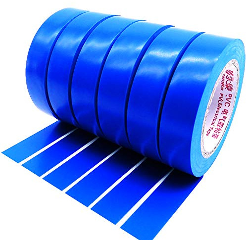 Maveek Isolierband Blau, 6 Rollen 15mm x 15 m isolierband Wasserdicht Elektrisch PVC klebeband für kabel isolierung, Reparatur und Bündelung von Kabeln
