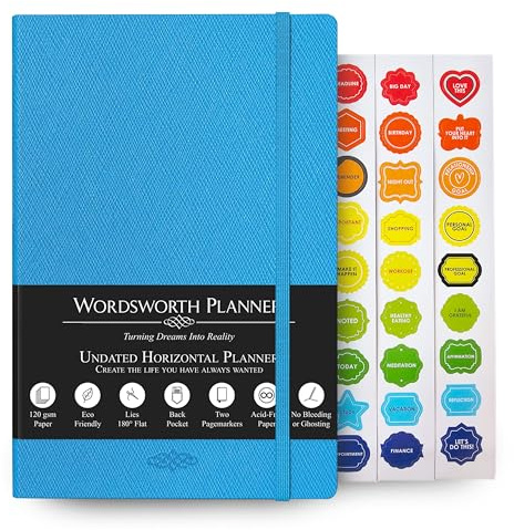 Wordsworth Undated Planner Weekly and Monthly – Punktierter Blankoplaner – Hardcover, undatierter Wochenplaner – Premium-A5-Papier (120gsm) – Monats- Wochen- Jahresübersicht – Bullet-Planer
