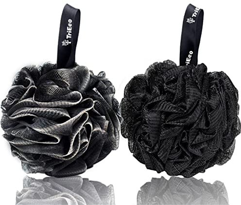 Badeschwamm 2 Stück Schwamm Dusche Peelingschwamm Massageschwamm für Männer Schwarz