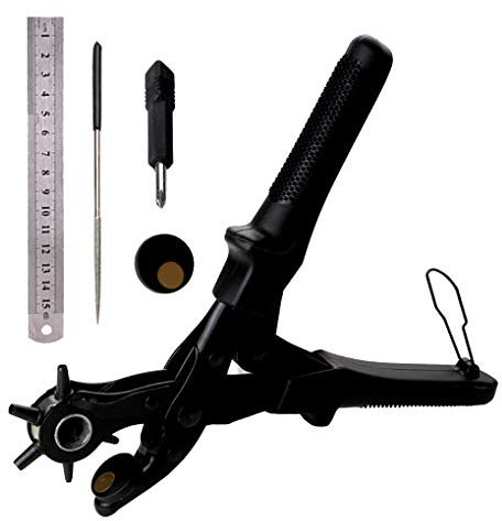 Agujeros Alicate Sacabocados Agujeros Cinturon, Alicates De Perforación Cuero Perfora La Herramienta El Kit De 6 Tamaños Perforador De Cuero, Para Cinturones, Monederos, Correas Redondos, Round hole