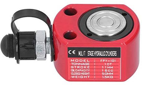 10T Ultra Thin Hydraulic Cylinder, Hydraulic Ram Jack with Threaded ZG3/8in Connector and Dust Cap, Cylinders Stroke 11 mm（0.4）, Used in Power, Shipbuilding, Petroleum, Chemical, etc.