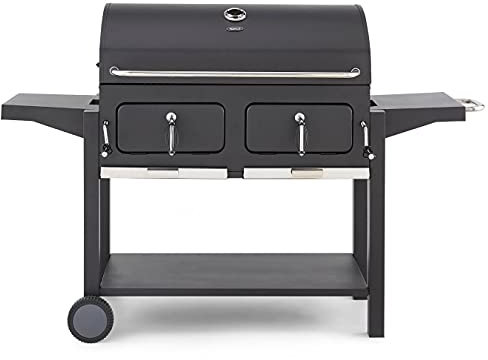 Tower Ignite T978510 Duo XL BBQ Grill with Adjustable Charcoal Grill and Temperature Gauge, Black