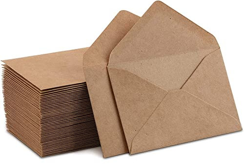 WAIZHIUA 100 Stück Kraftpapier Briefumschläge │ Kraftpapier Umschläge 135 x 185mm │ Hohe Qualität 140 g/m² │ Recycling Kuverts Braun │ für Grußkarten Geburtstagskarten Einladungen