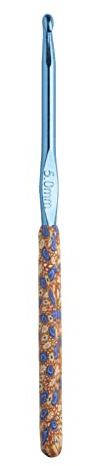 The Quilted Bear Crochet Hooks - Premium Soft Grip Floral Crochet Hooks with Ergonomic Polymer Clay Handle (5mm Crochet Hook)