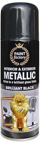SuperGift.com 200ml Multipurpose Metallic Aerosol Spray Paint Quick Drying Spray For Fast Dry and Excellent Coverage for Metal, Wood, Plastic and More (Black)