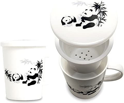 Luxus - Teetasse - 2 in 1 - Teetasse mit Filter - Japanisch - Teeservice - Teebecher Panda - Tasse - Große Tasse - Teeglas - Teegläser mit Ohr - Teetassen - Teetassen - Teetasse - Teesieb - Teefilter