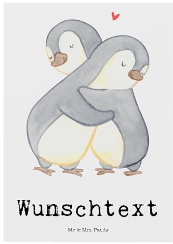 Mr. & Mrs. Panda Postkarte personalisiert Pinguine Kuscheln - Personalisierte Geschenke, Karte, grußkarte, Hocheitstag, mit Namen, Grußkarten, Geschenk für Frauen, Freundin, postkarten, Valentinstag