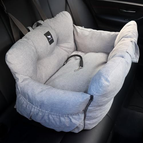 JACKO & CO - Großer Premium-Hunde-Autositz für mittelgroße bis große Hunde unter 22,7 kg, tragbares Reise-Autobett für den Rücksitz mit Sicherheitsschnallen, maschinenwaschbar und wasserabweisend