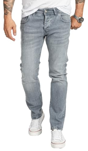 Rock Creek Herren Jeans Regular Fit Stretch Jeans Männerhose Herrenjeans Denim Hosen Herrenhose Straight Cut Stonewashed RC-2412 Hellgrau W44 L32