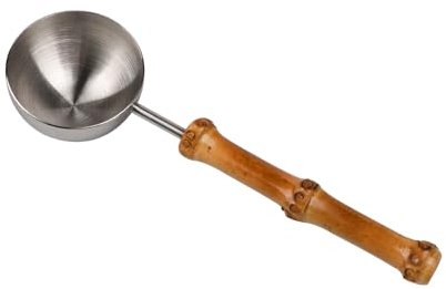 TAOMEINONG Esslöffel, Messlöffel aus 304 Edelstahl, Kaffee-Messlöffel, Esslöffel mit Bambusgriff, 25 ml Kaffeelöffel, ideal für Tee, Kaffee, Tee und mehr