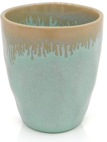 Mea-Living STONEWARE Espressobecher türkis, handgemachtes Steingut, 150 ml, wunderschönes handmade Geschirr