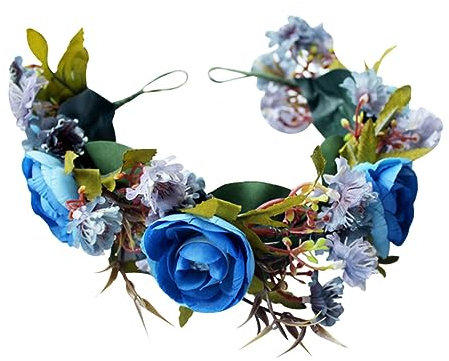 DOITOOL Handgemachte Rosen Stirnband Blumenkrone Kunstblumen Mit Verstellbaren Bändern Für Hochzeit Party Festival