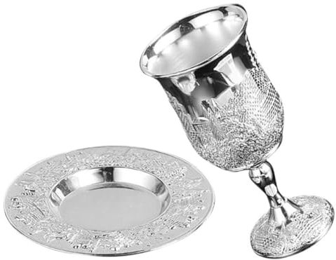 PRETYZOOM Ensemble Gobelets À Vin Judaica Pour Pâque Et Shabbat - Tasse Kiddouch En Alliage De Zinc Avec Support Élégant Pour Célébrations Religieuses Et Cadeau Significatif