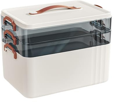 3-Regal Medikamenten Aufbewahrung, 3 Schicht Abschließbare Box, 31.5*22*24.5cm Medizin Aufbewahrungsbox Organizer, Medizinbox, Kombinationsschloss Tragbare, für Transparente Aufbewahrungskoffer