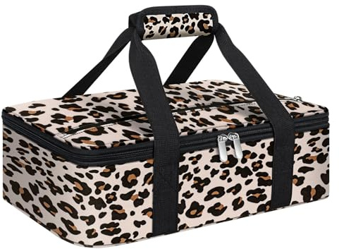 MIAOJIE Borsa termica per casseruola, portatile, per cibi caldi o freddi, borsa termica per lasagne per feste potluck, adatta per pirofile da 22,9 x 33 cm, leopardo