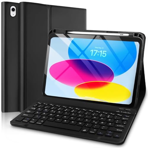 TENGWUDZ Hülle mit Tastatur für iPad 10. Generation 10.9 Zoll 2022, Magnetisch Abnehmbarer Tastatur Hülle für iPad A16 11. Generation 11 Zoll 2025 - Deutsches Layout