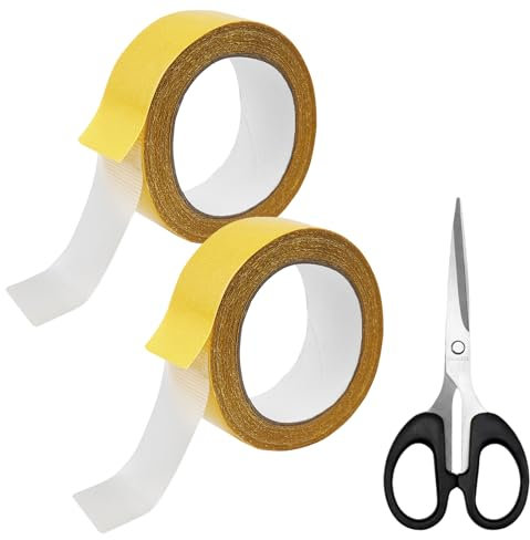 YFPOPONE 3cm×20m Doppelseitiges Klebeband Extra Stark Teppichklebeband Doppelseitig, Klebeband Doppelseitig Wasserfest, Doppelseitiges Klebeband Transparent, 2 Rollen Doppelklebeband Handreißbar