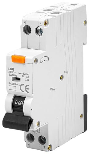 FI/LS-Schalter, 30mA FI-Leitungsschutzschalter, Sicherungsautomat, Fehlerstromschutzschalter, Schalter mit RCBO 16A Nennstrom DPN-Geschützter Leistungsschalter,240V, B16, Kurve B,DIN-Schienen-Montage