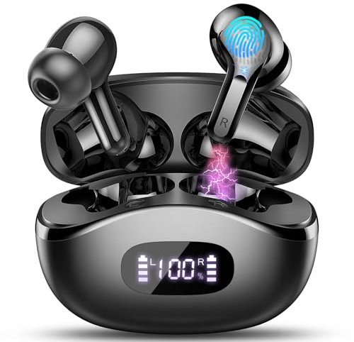 Wireless Earbuds, 2025 New Bluetooth 5.3 Headphones In Ear HIFI Stereo Wireless Headphones with 4 ENC Mic/Noise Cancelling Ear buds, IP7 Waterproof Running Earphones, 40H Playtime/USB-C/Touch Control